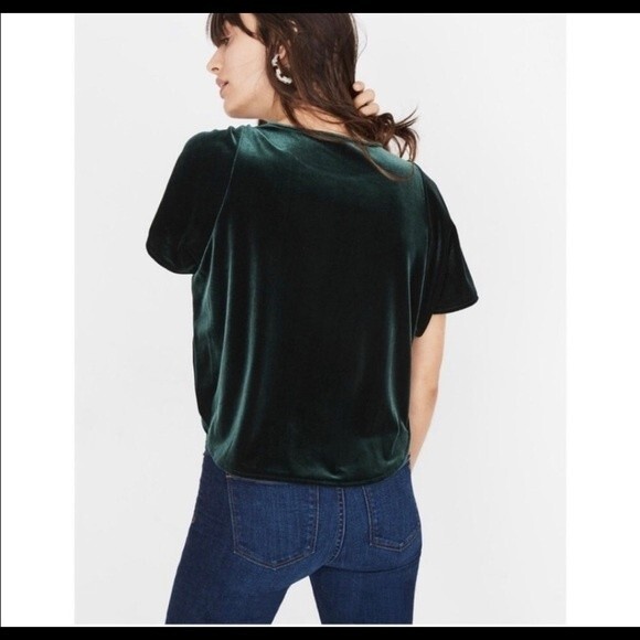 Madewell Green Velvet Short Sleeve Crop Top- Size XS- Great Condition!! - Picture 2 of 6